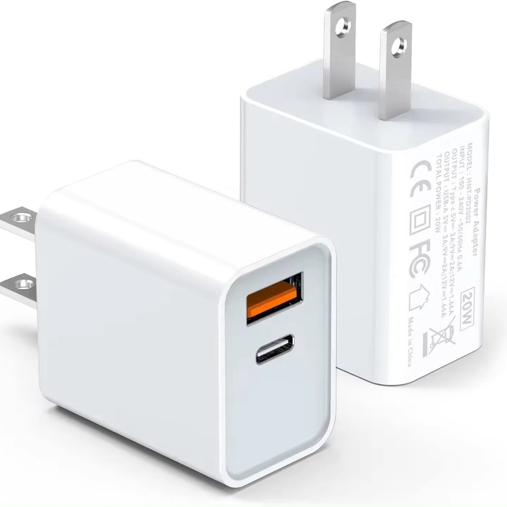 USB C Wall Charger Block 20W,1-Pack Dual Port PD Fast Type C Charging Plug